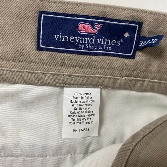 Vineyard Vines Micro Whale AOP Chino Club Pants Mens 30 Khaki Tan - Picture 10 of 16